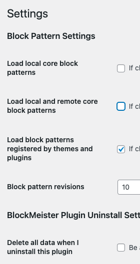 Screenshot: settings screen